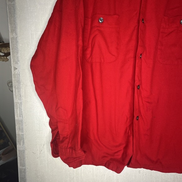 Vintage Pendleton Red Virgin Wool Button-Up Long Sleeve Shirt | Tagged Sz: XL - Picture 5 of 11